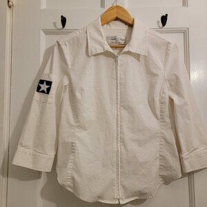 Tasha Polizzi for Saddleblanket Western Cowboy shirt blouse zip up 3/4 sleeves M